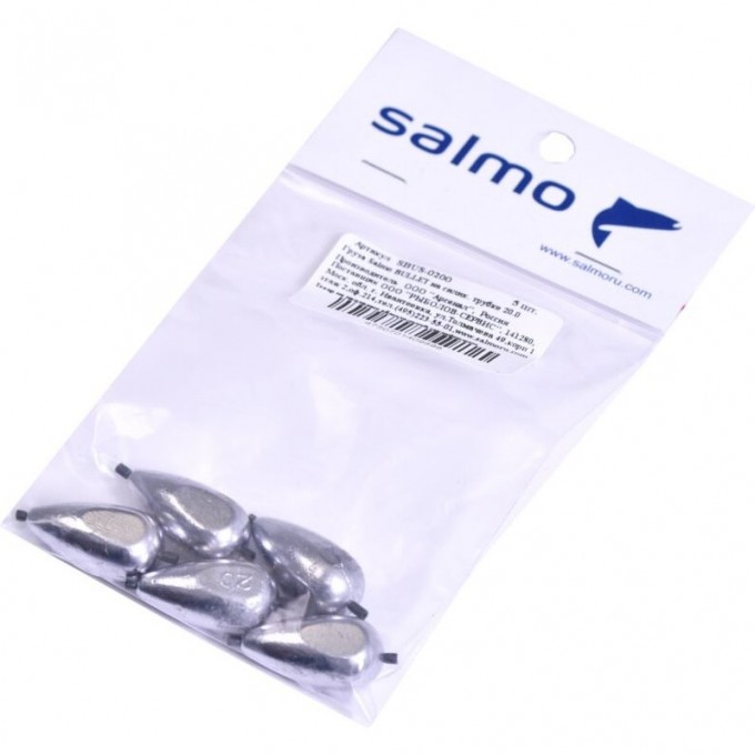Груза SALMO Bullet на силиконовой трубке 20.0 5Шт SBUS-0200 Груза SALMO Bullet на силиконовой трубке 20.0 5Шт SBUS-0200