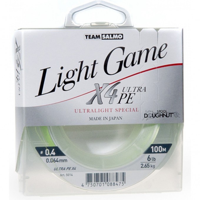 Леска плетёная Team SALMO Light Game Fine Green X4 100/005 5014-005 Леска плетёная Team SALMO Light Game Fine Green X4 100/005 5014-005